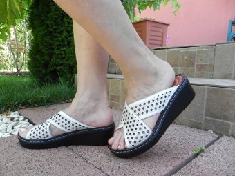 Papuci femei din piele perforati,6102 alb,Ana Viotti